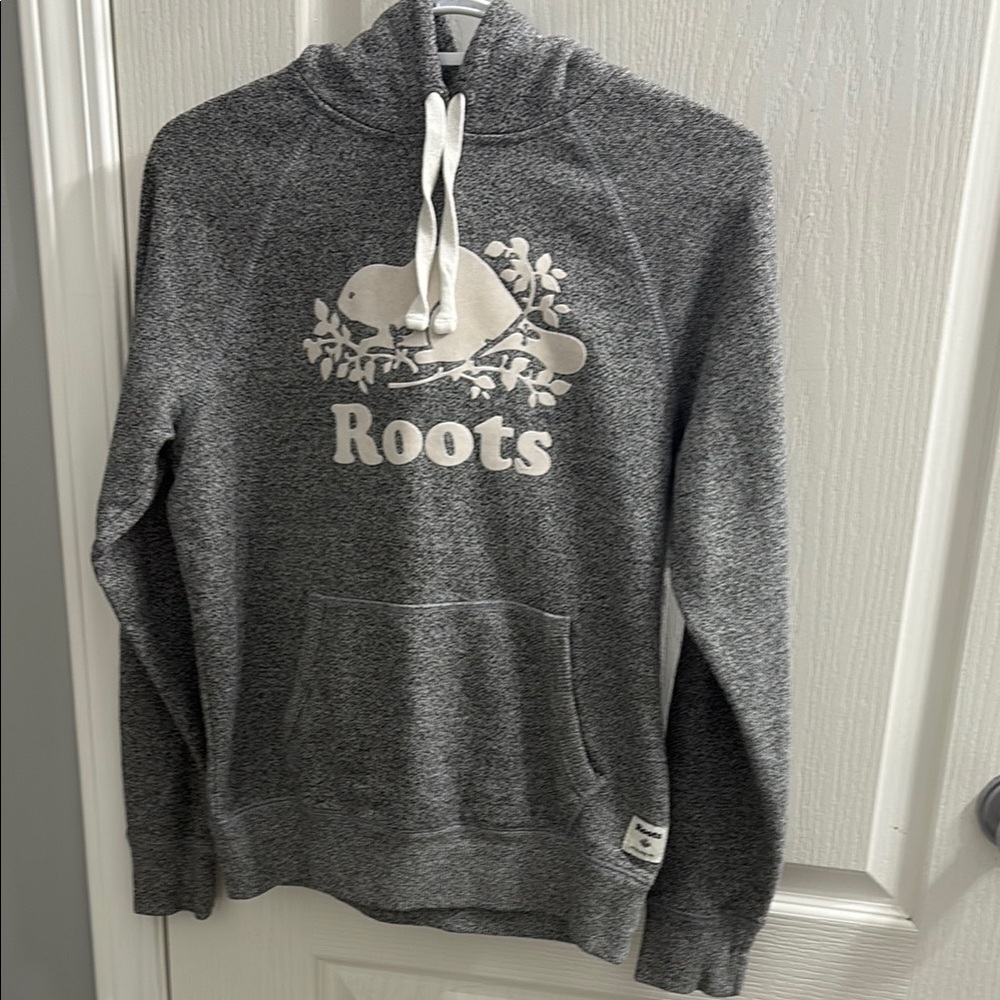 Roots Heather Gray Hoodie with Logo